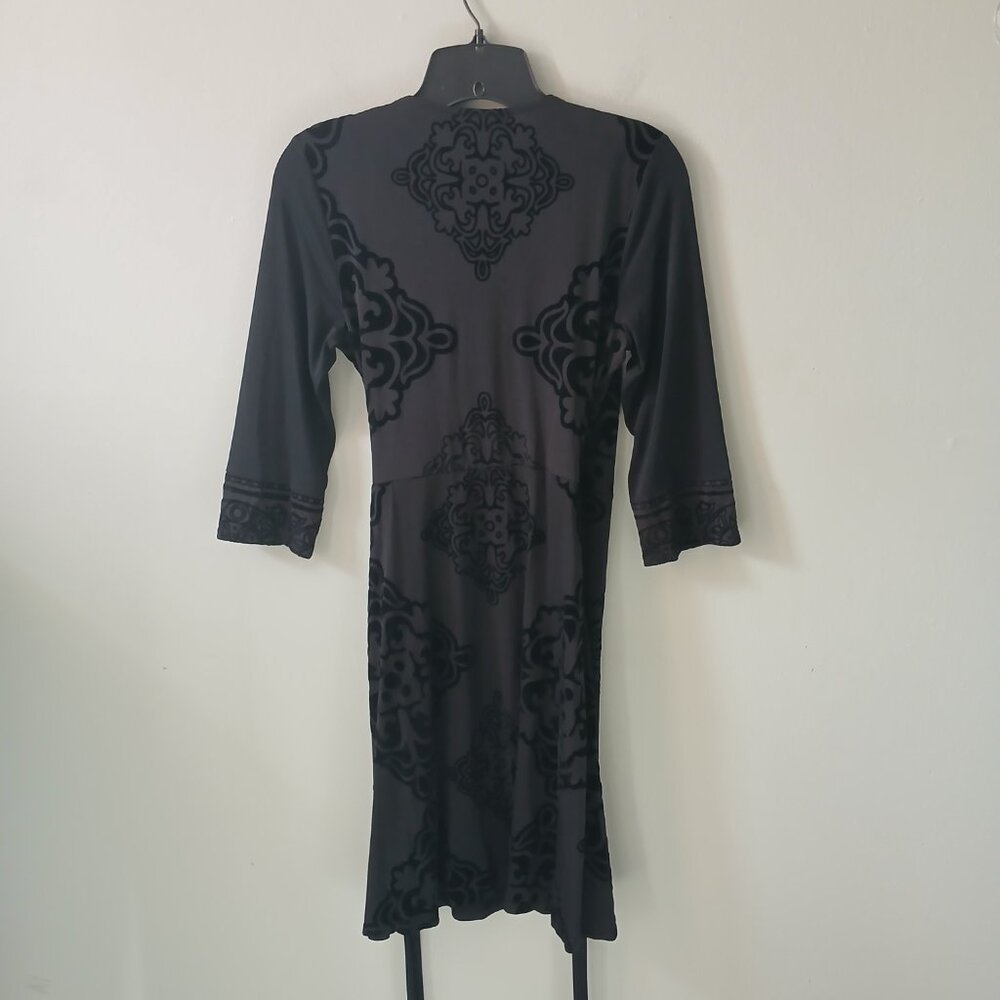Hale Bob Women's Wrap Dress Black Jewel V-Neck Stretch Long Sleeve Size XS - Picture 10 of 13